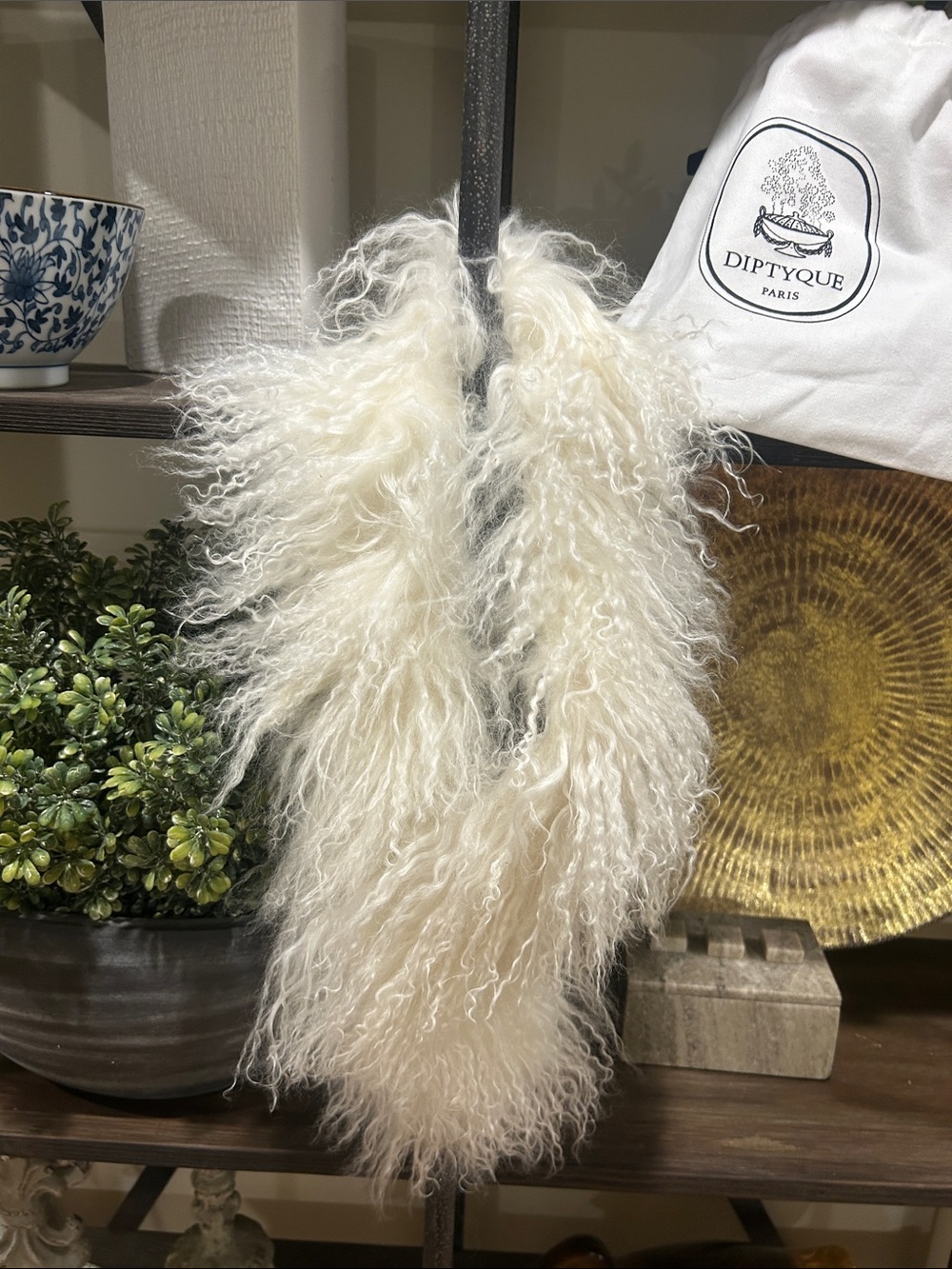 diptyque Cream Curly Mongolian Sheepskin Accent lovely touch to any clothing